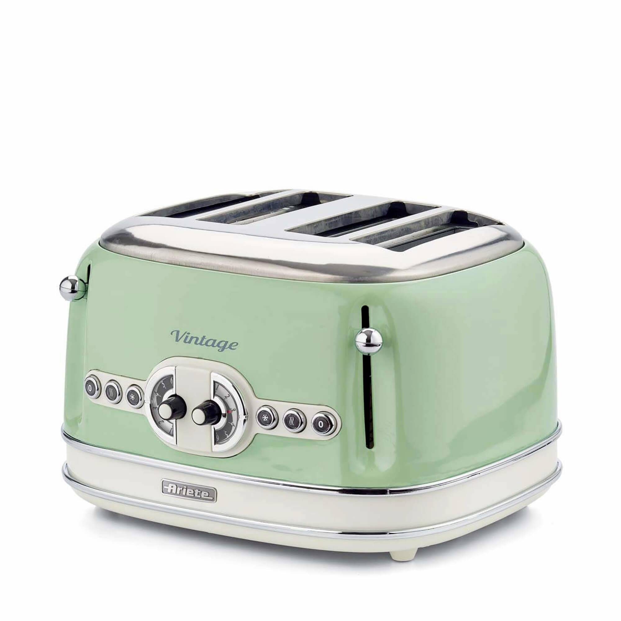 Minzgrüner Vintage-Toaster für vier Scheiben mit Chromelementen und „Vintage