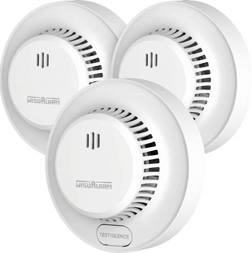 Wisualarm 3er Set DHI-HY-SA13A Rauchwarnmelder inkl. 10 Jahres-Batterie batteriebetrieben (Ø x H) 9