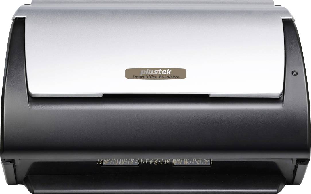 Ein kompakter Dokumentenscanner mit einem vorderen Papierfach und 