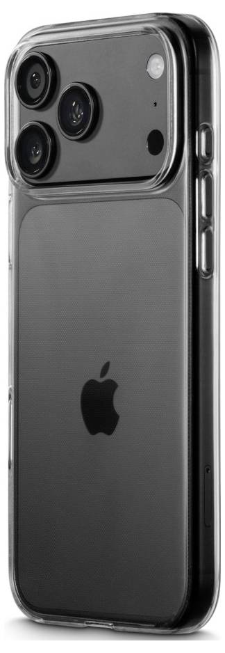 Schwarzes iPhone-Gehäuse, von hinten gezeigt, mit drei Kameraausschnitten und sichtbarem Apple-Logo.