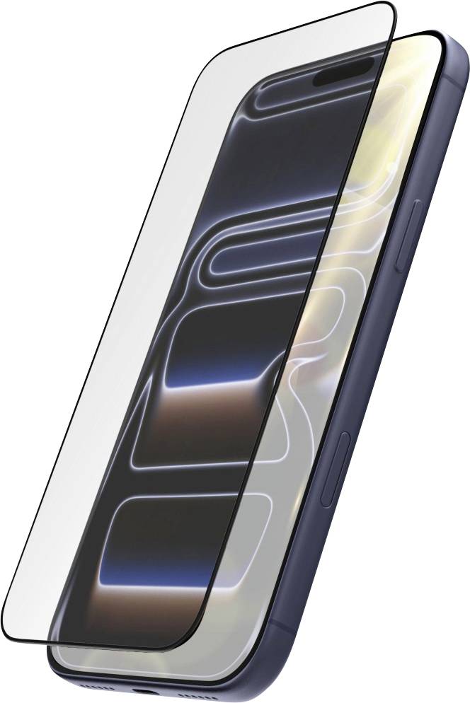 Zwei sich überlappende Smartphones in perspektivischer Ansicht, eines mit eingeschaltetem Bildschirm und leuchtenden abstrakten blauen Lichgrafiken.