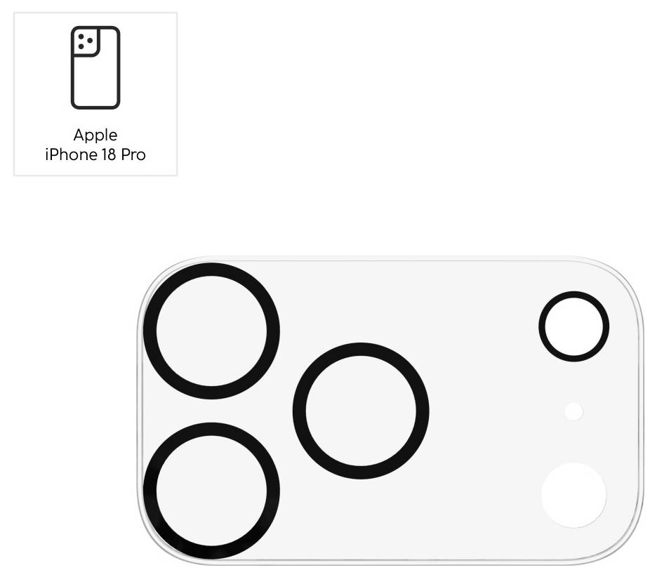 Apple iPhone 18 Pro zeigt Rückseite mit drei großen Kameraobjektiven und Blitz auf weißem Rücken.