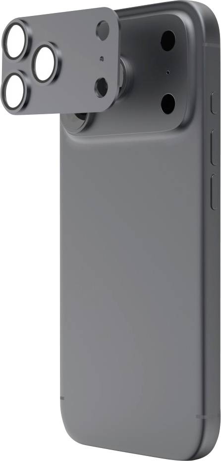 Nahaufnahme eines Smartphones mit einem hervorstehenden Triple-Linsen-Kameramodul auf der Rückseite.
