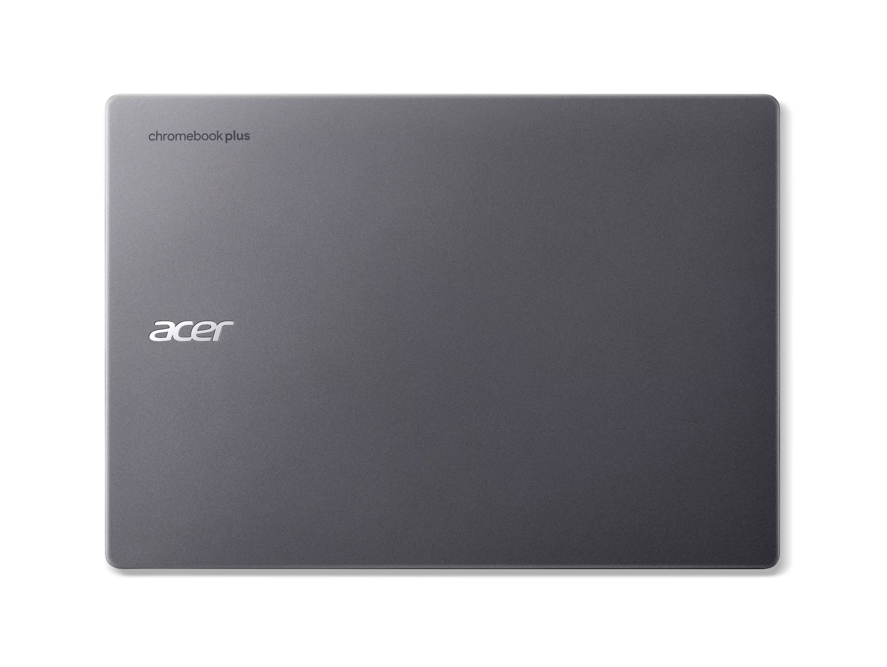 Geschlossener grauer Acer Chromebook Plus Laptop von oben auf weißem Hintergrund