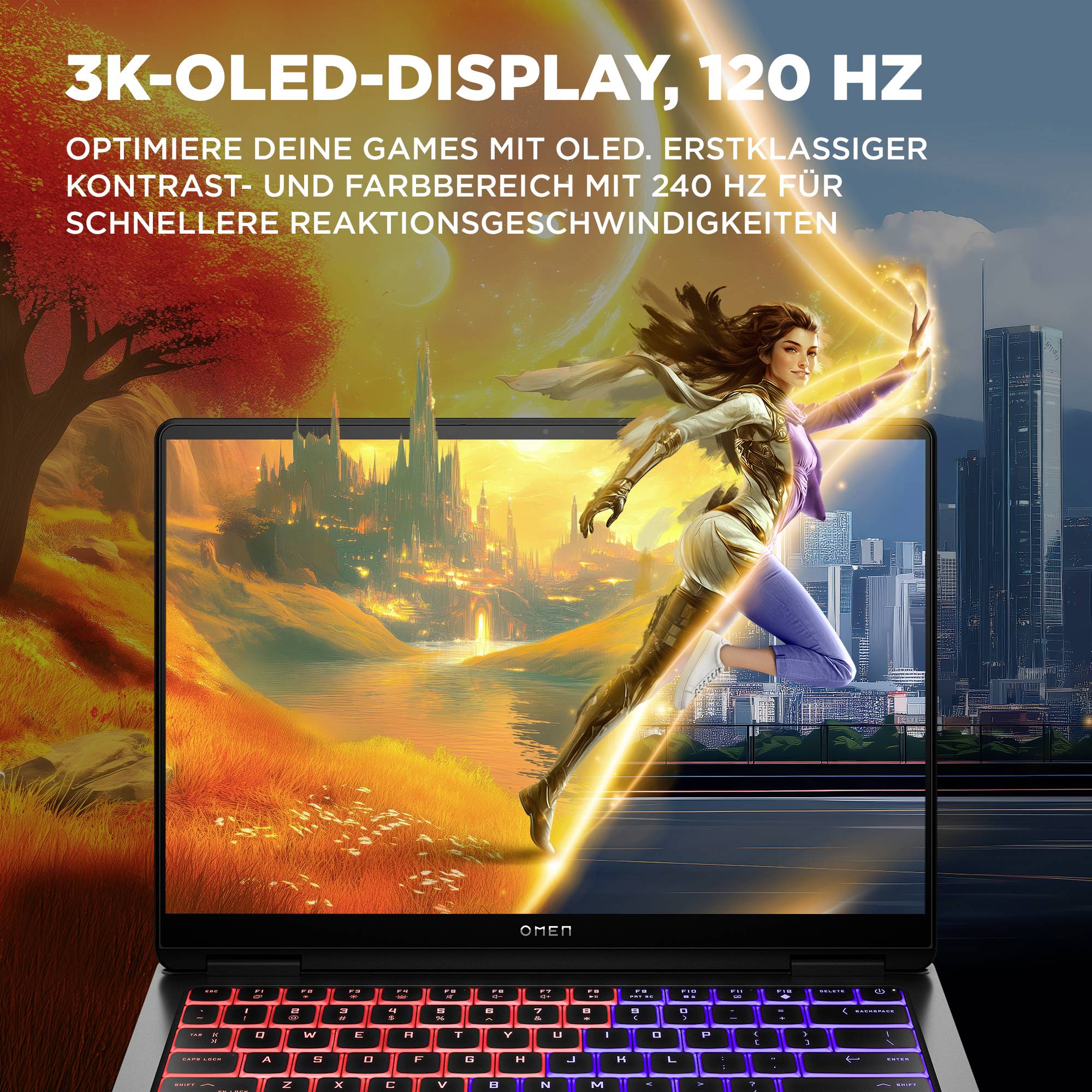 HP Notebook 35.6cm (14 Zoll) 3K Intel® Core™ Ultra 9 285H 8GB RAM 2TB SSD Deutsch, QWERTZ Intel Intel Arc Graphics NVIDIA GeForce