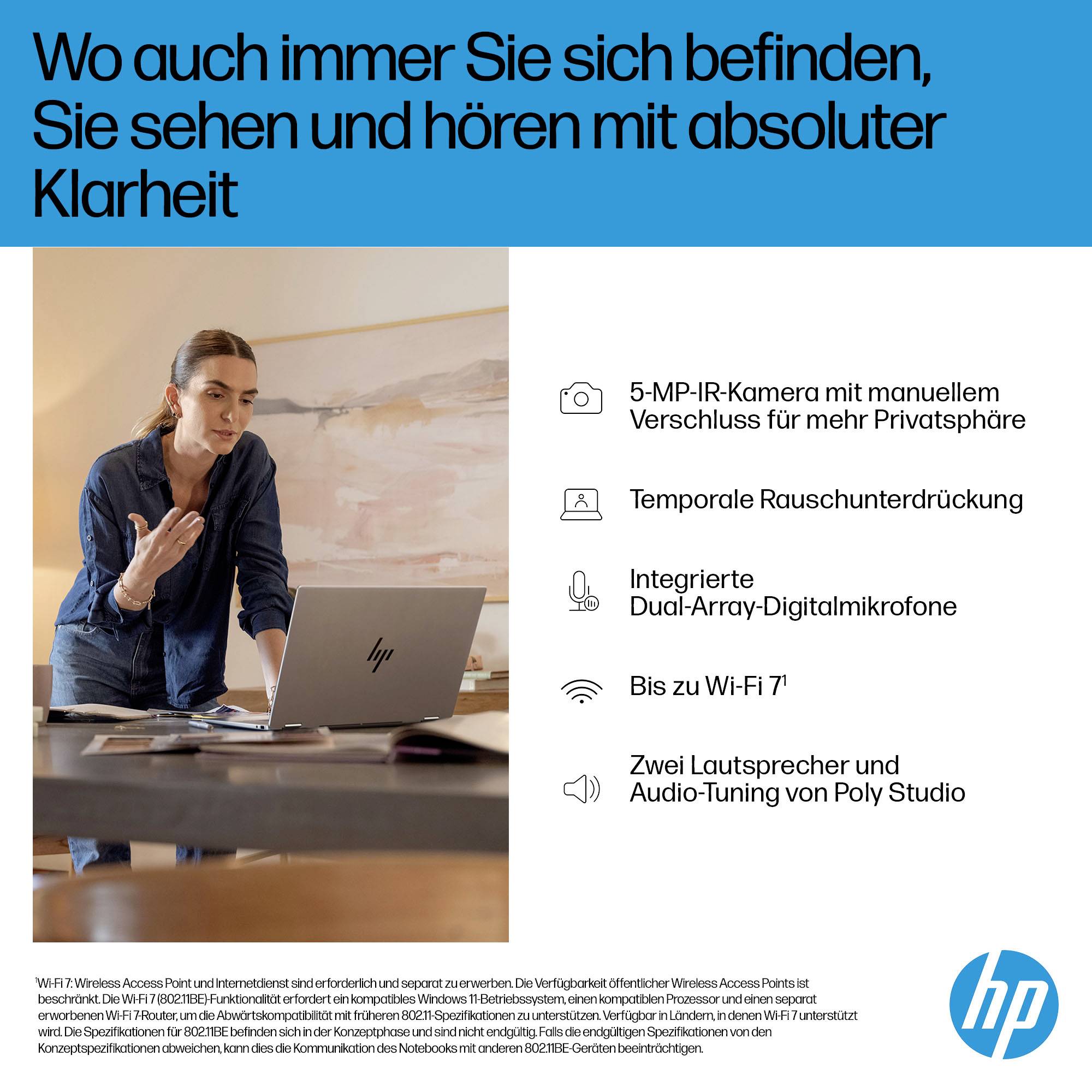 HP Notebook 40.6cm (16 Zoll) 3K Intel® Core™ Ultra 5 226V 16GB RAM 512GB SSD Deutsch, QWERTZ Intel Intel Arc Graphics Silber BV0D
