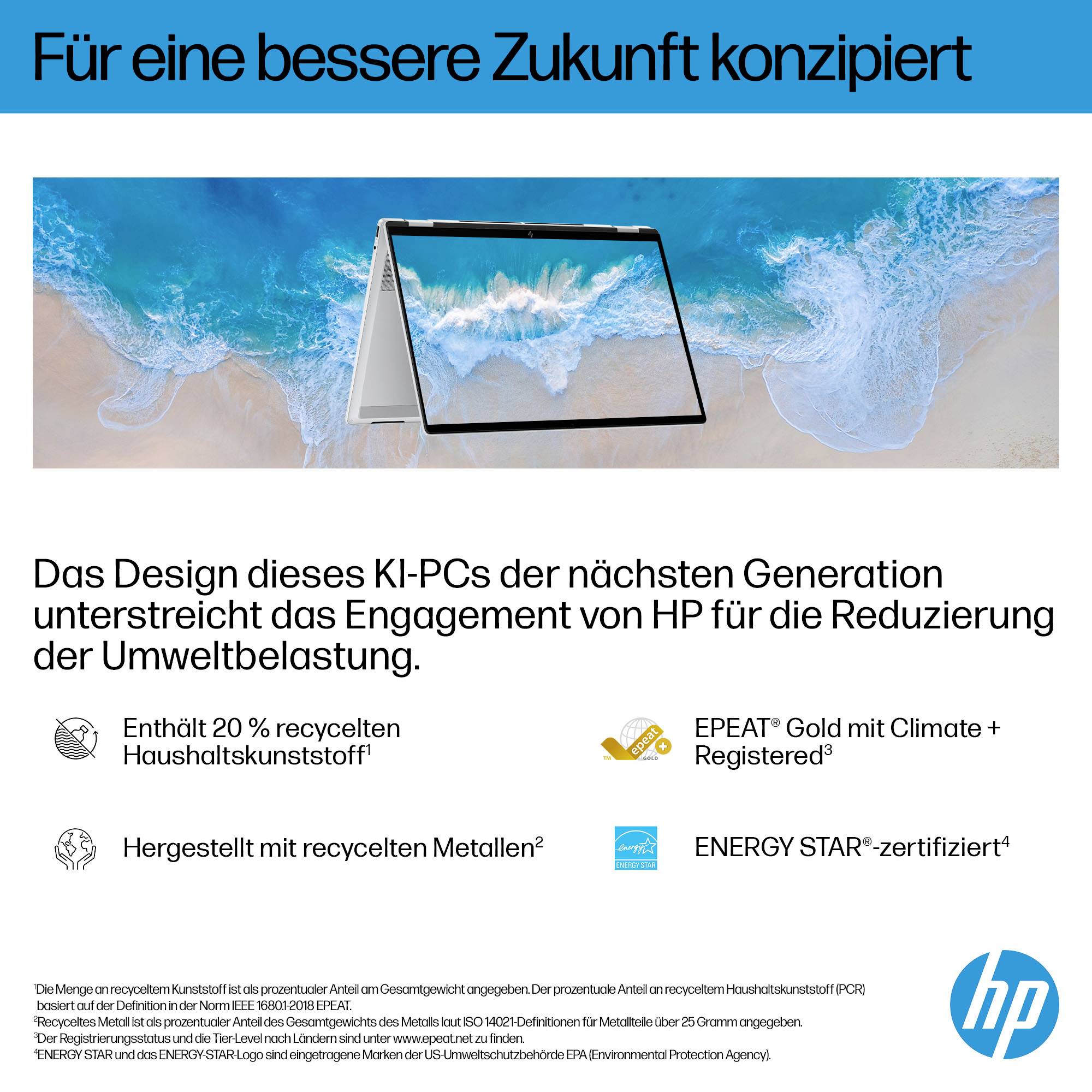 HP Notebook 40.6cm (16 Zoll) 3K Intel® Core™ Ultra 5 226V 16GB RAM 512GB SSD Deutsch, QWERTZ Intel Intel Arc Graphics Silber BV0D