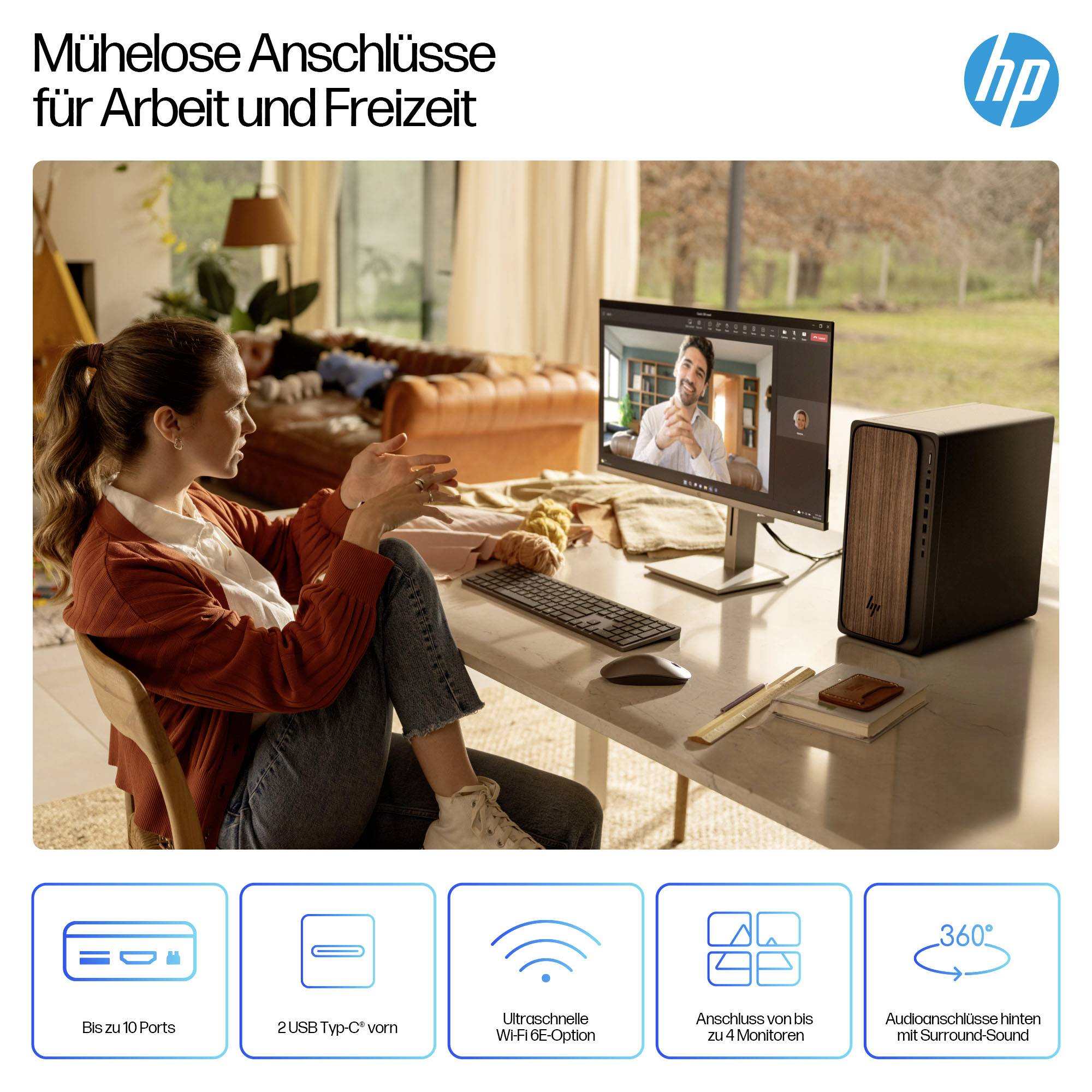 HP Desktop PC OmniDesk AI PC M03-0475ng Core Ultra Intel® Core™ Ultra 7 265 5.3GHz 16GB RAM 1TB SSD Intel Intel-Grafik BX8C4E