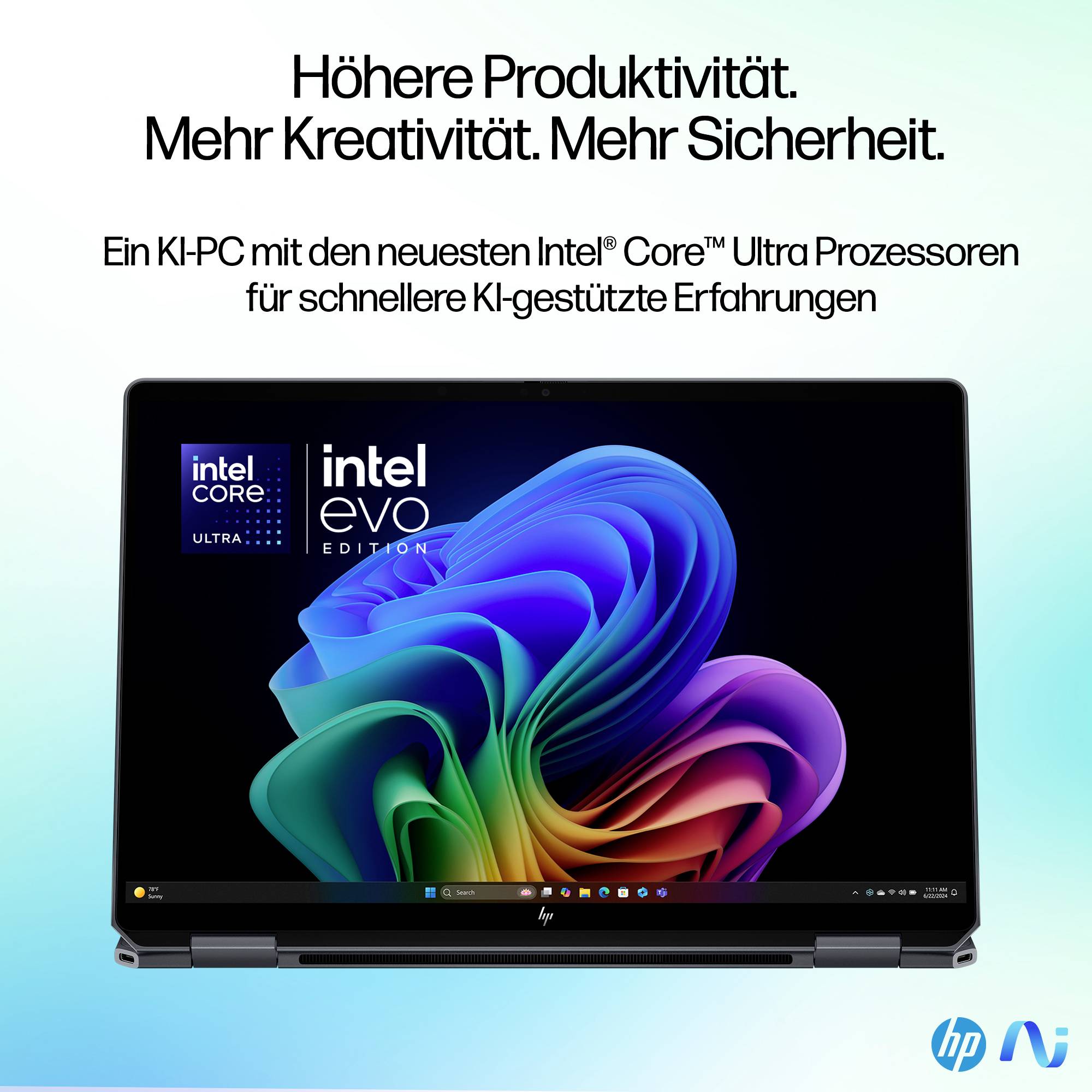 HP Notebook 35.6cm (14 Zoll) 3K Intel® Core™ Ultra 7 256V 16GB RAM 2TB SSD Deutsch, QWERTZ Intel Intel Arc Graphics Blau AW6N2EA