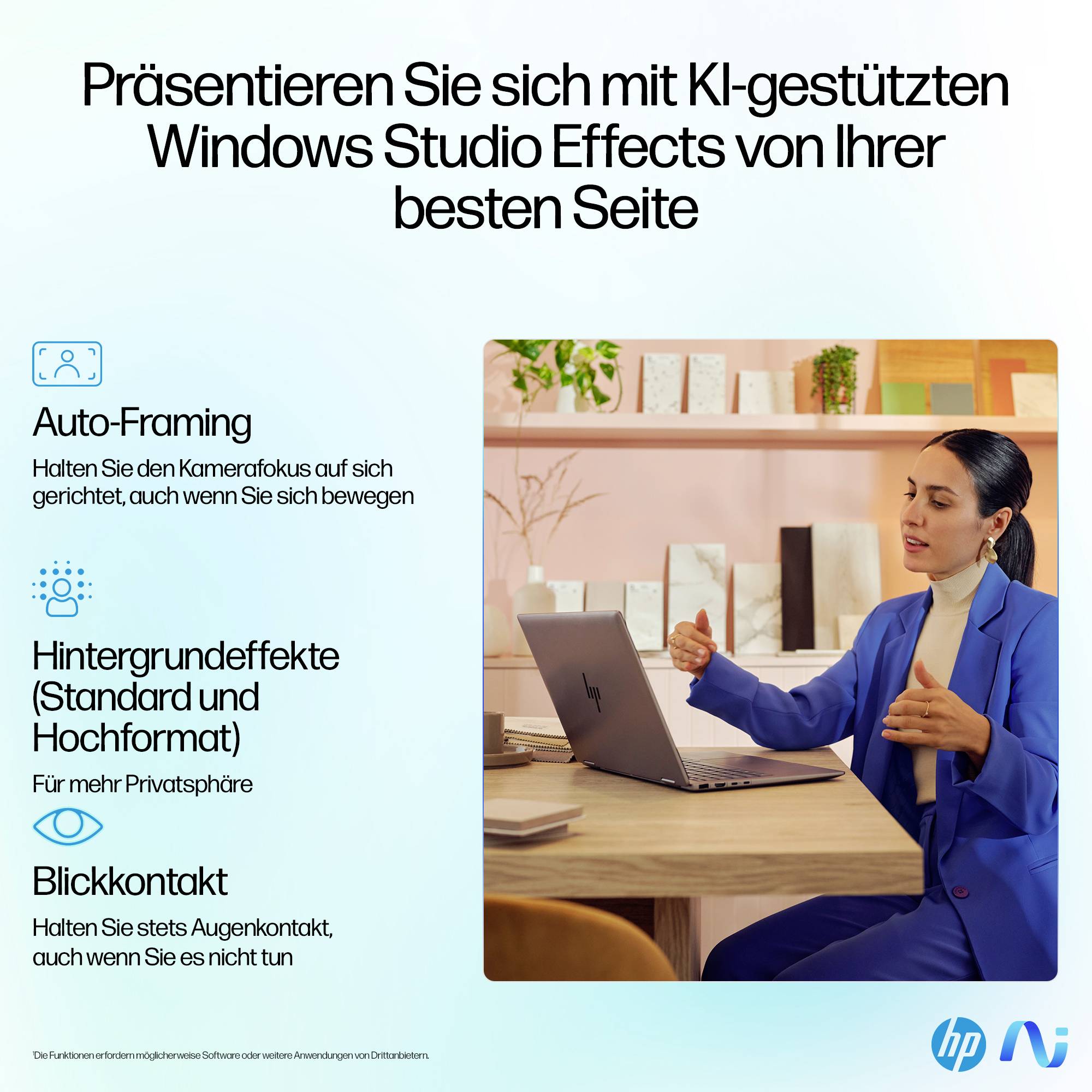 HP Notebook 35.6cm (14 Zoll) 3K Intel® Core™ Ultra 7 258V 32GB RAM 1TB SSD Deutsch, QWERTZ Intel Intel Arc Graphics Blau AW6N3EA