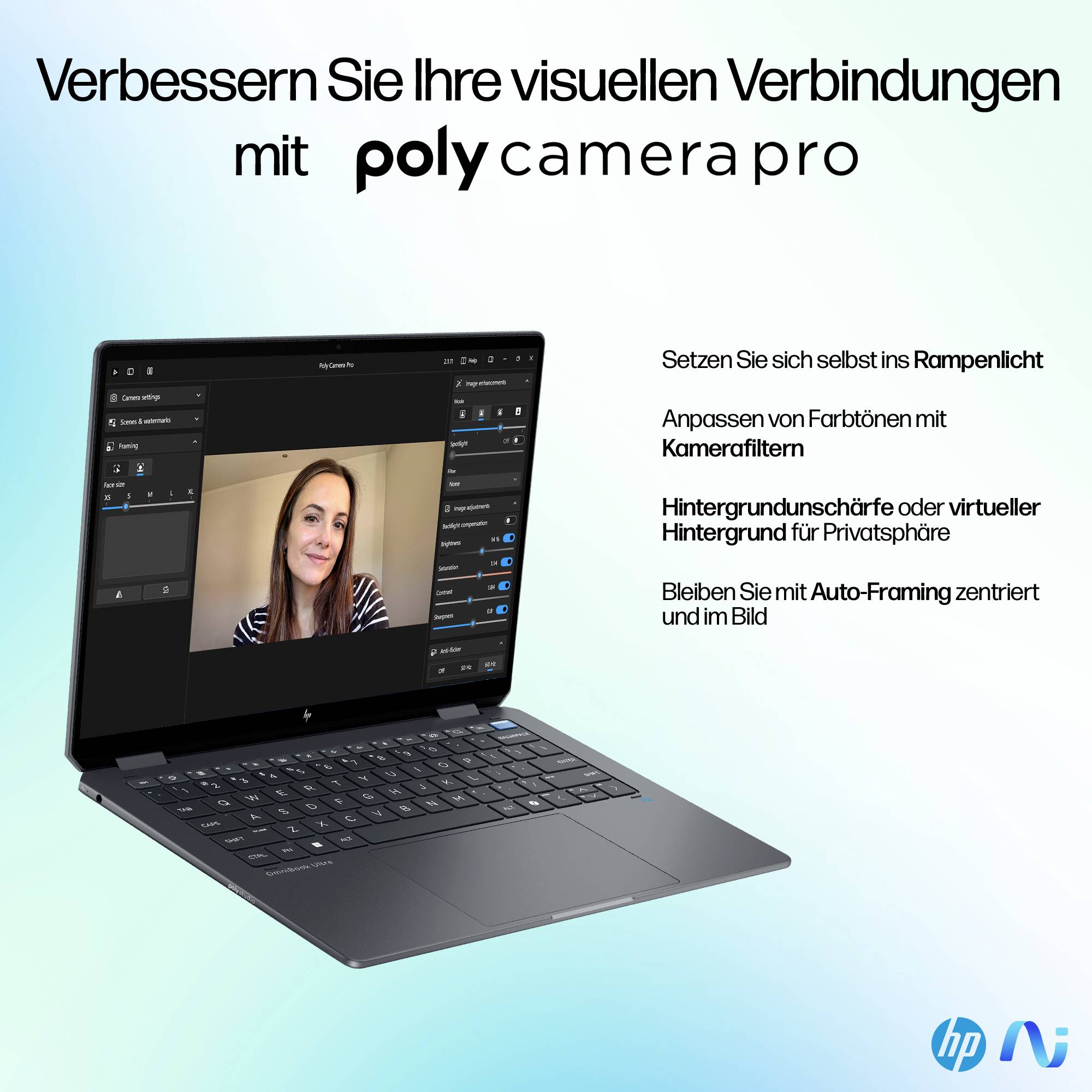 HP Notebook 35.6cm (14 Zoll) 3K Intel® Core™ Ultra 7 258V 32GB RAM 1TB SSD Deutsch, QWERTZ Intel Intel Arc Graphics Blau AW6N3EA