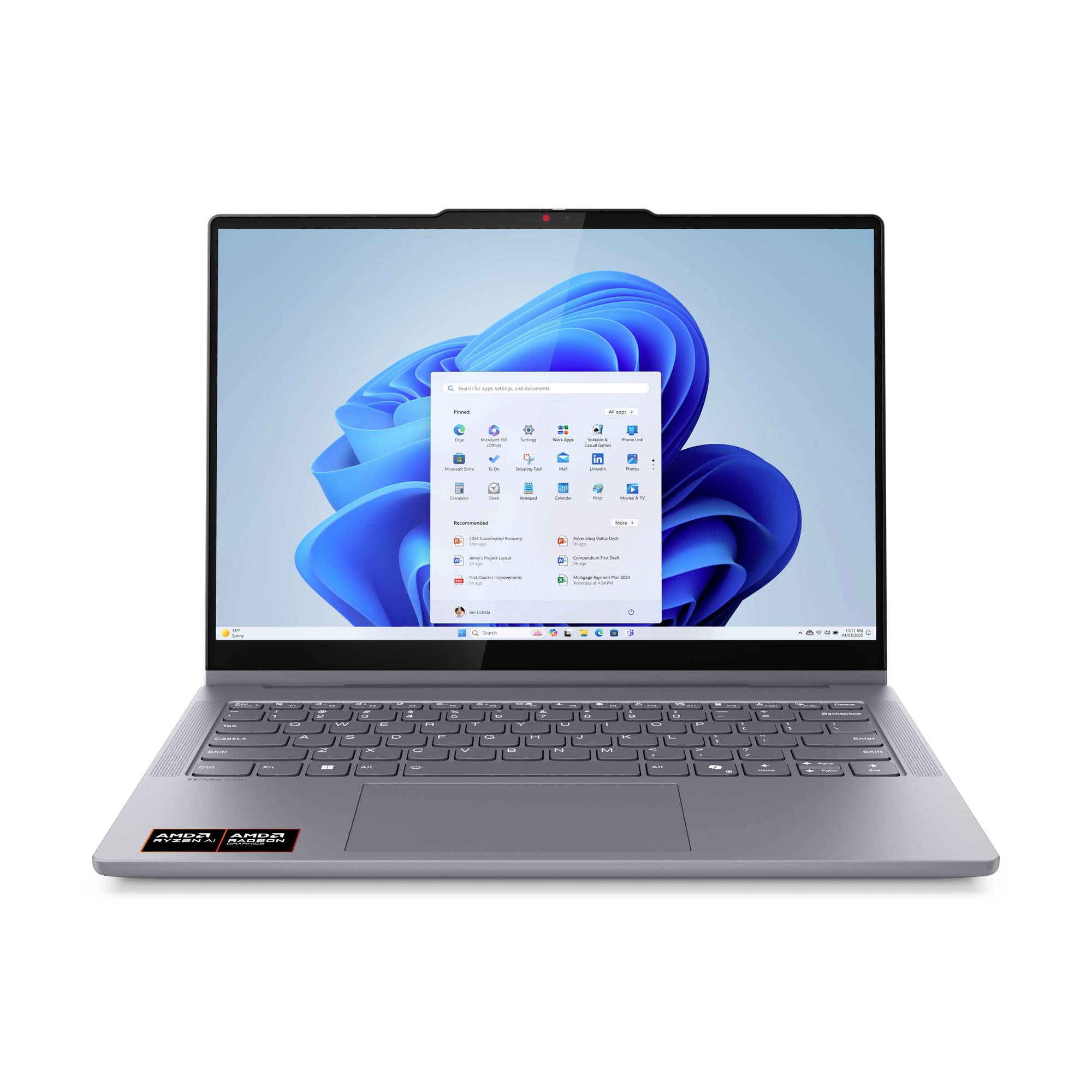 Lenovo Notebook 35.6 cm (14 Zoll) WUXGA AMD Ryzen AI 5 340 16 GB RAM 512 GB SSD Deutsch, QWERTZ AMD AMD Radeon Grau 83KT004QGE