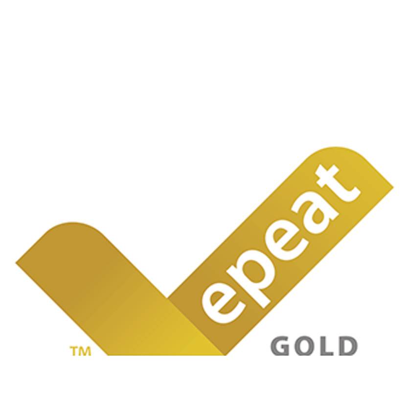 Gold-Logo „epeat" mit einem goldenen Häkchen und dem Wort „GOLD" darunter.