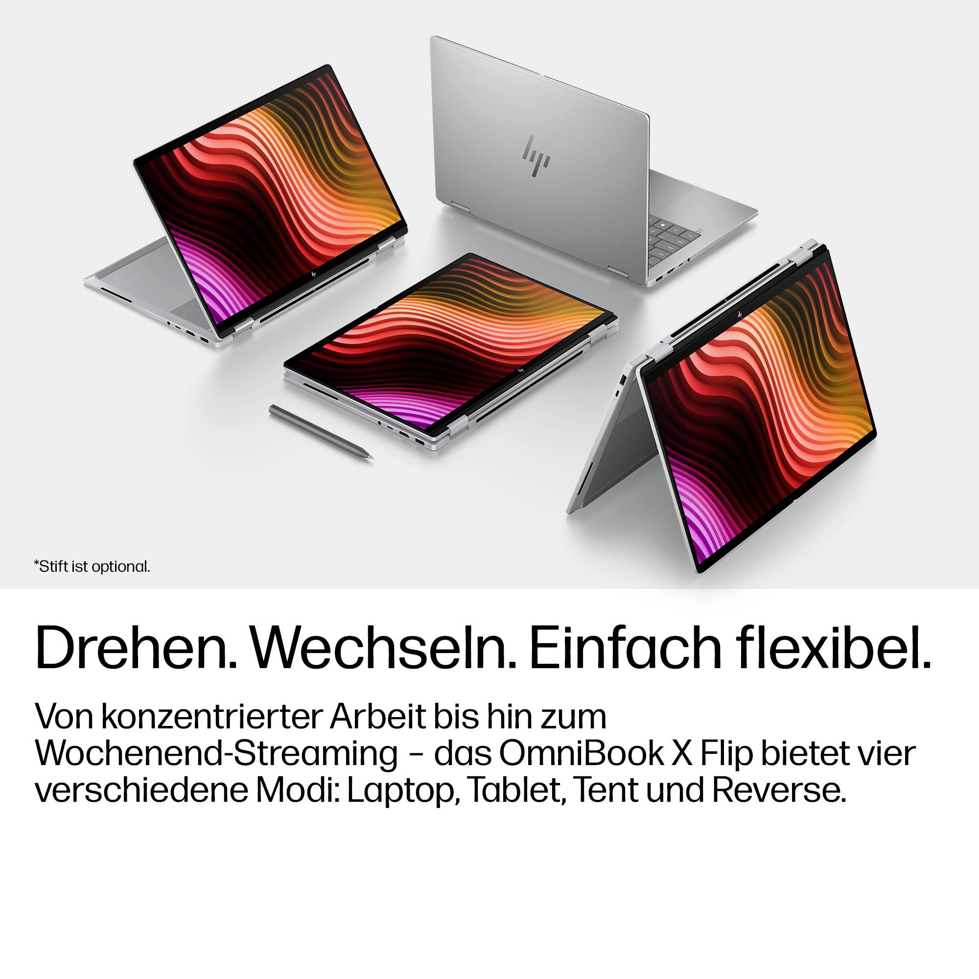 HP Notebook 35.6cm (14 Zoll) 2K Intel® Core™ Ultra 5 325 16GB RAM 512GB SSD Deutsch, QWERTZ Intel Intel-Grafik Silber D91HFEA