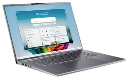 Offener Laptop mit Windows-11-Desktop, in dem das Startmenü und App-Kacheln auf blauem Hintergrund angezeigt werden.