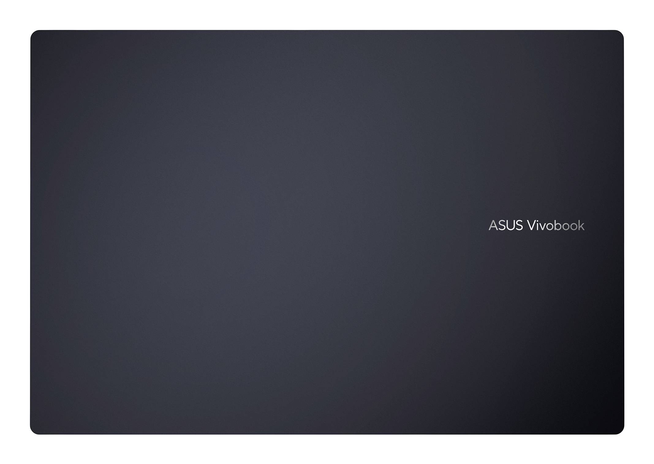 Geschlossener ASUS Vivobook Laptop mit dunklem Deckel und silbernem ASUS Vivobook Logo auf der rechten Seite.
