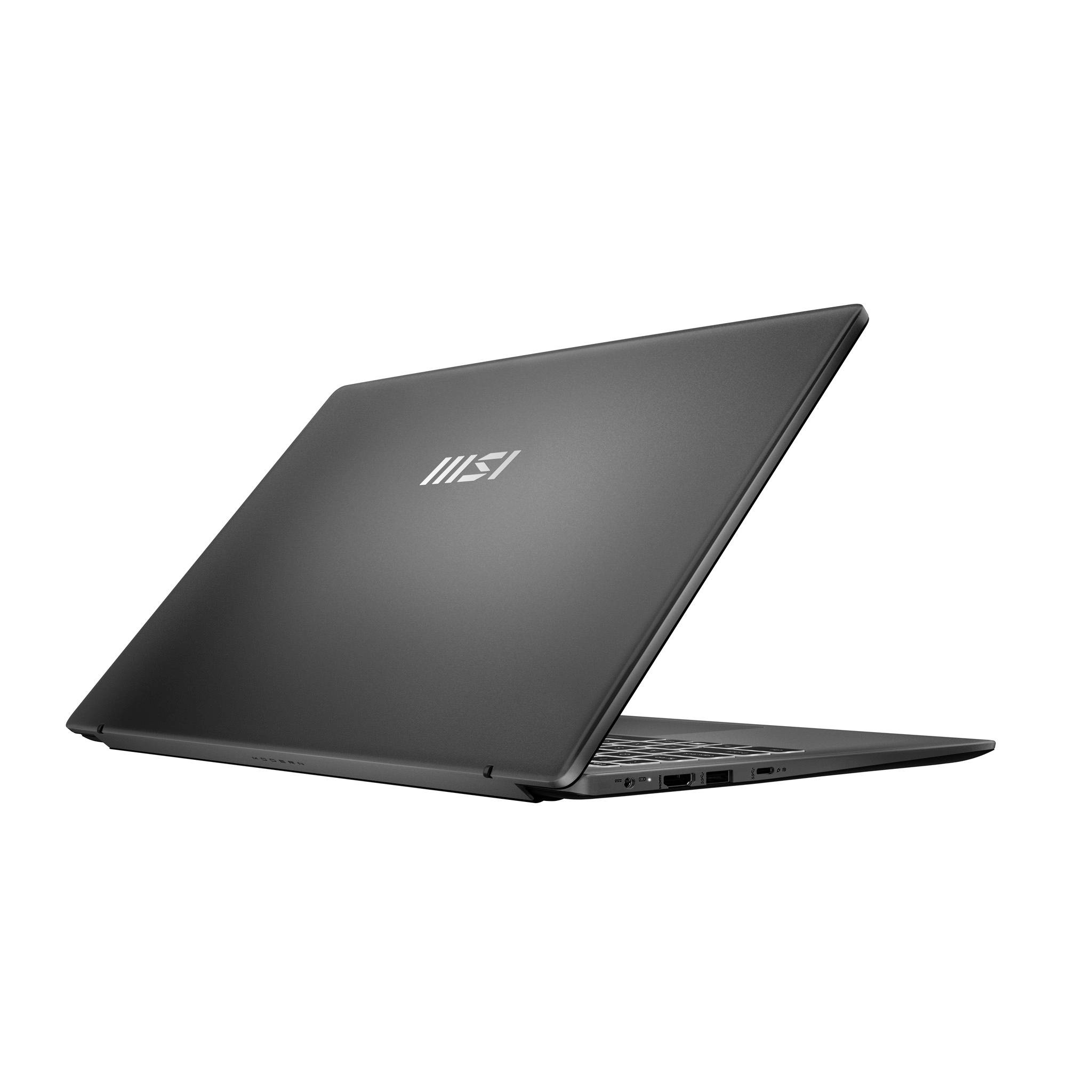 Schwarzer HP-Laptop, teilweise von hinten geöffnet, auf weißem Hintergrund gezeigt.