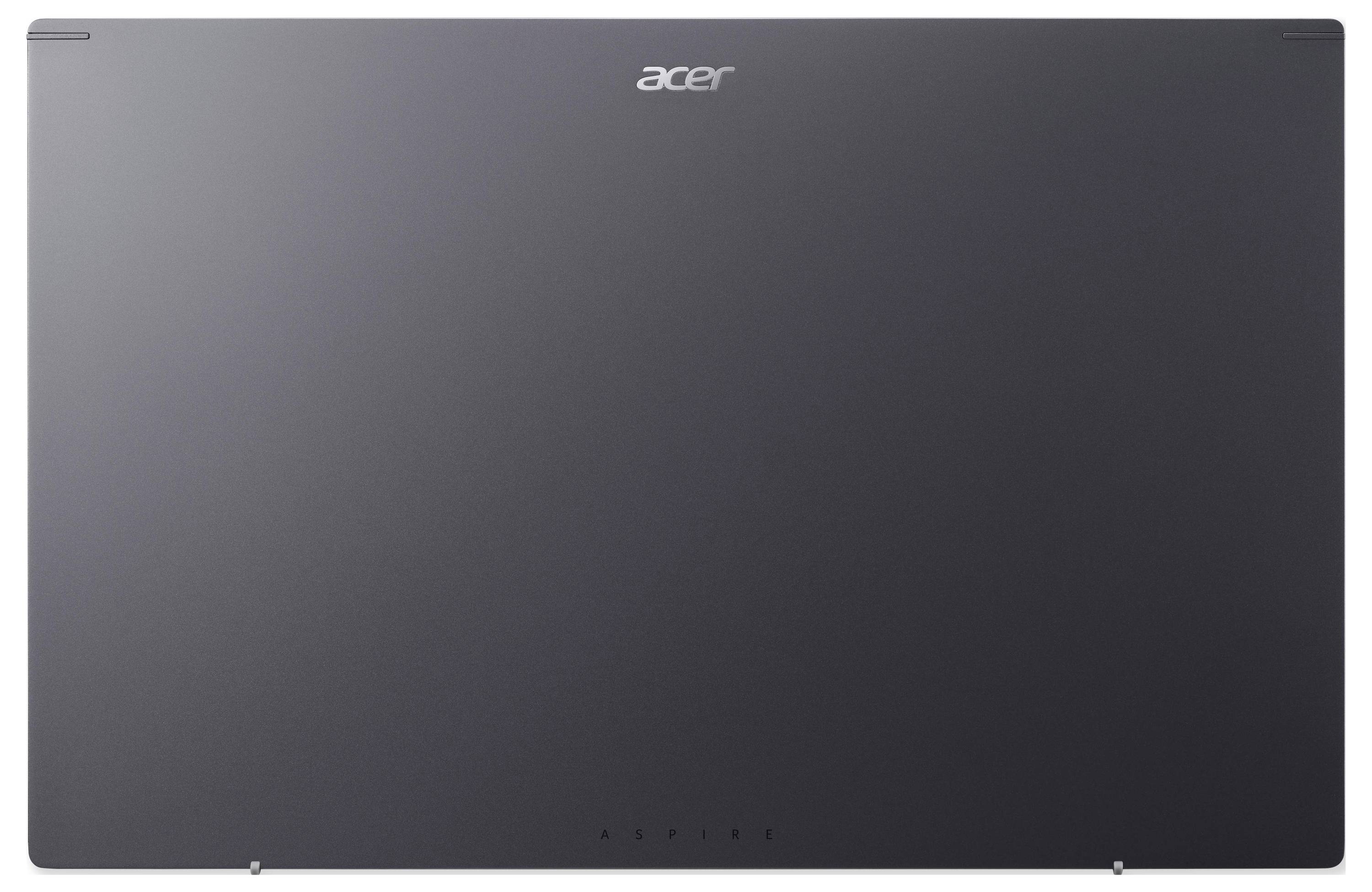 Geschlossener dunkelgrauer Acer-Laptop mit zentriertem Logo oben.