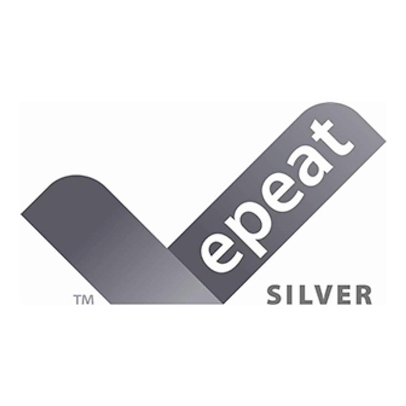 EPEAT-Silber-Zertifizierungslogo mit einem stilisierten grauen Häkchen und dem Wort „epeat" auf dem diagonalen Arm, plus „SILVER" darunter.