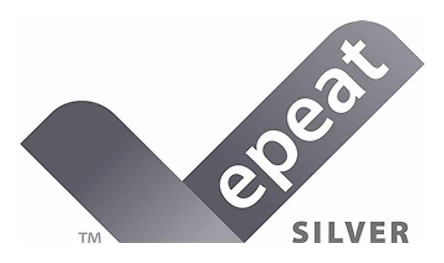 Silbernes epaet-Logo mit einem häkchenähnlichen Symbol und dem Wort "epaet" über "SILVER".
