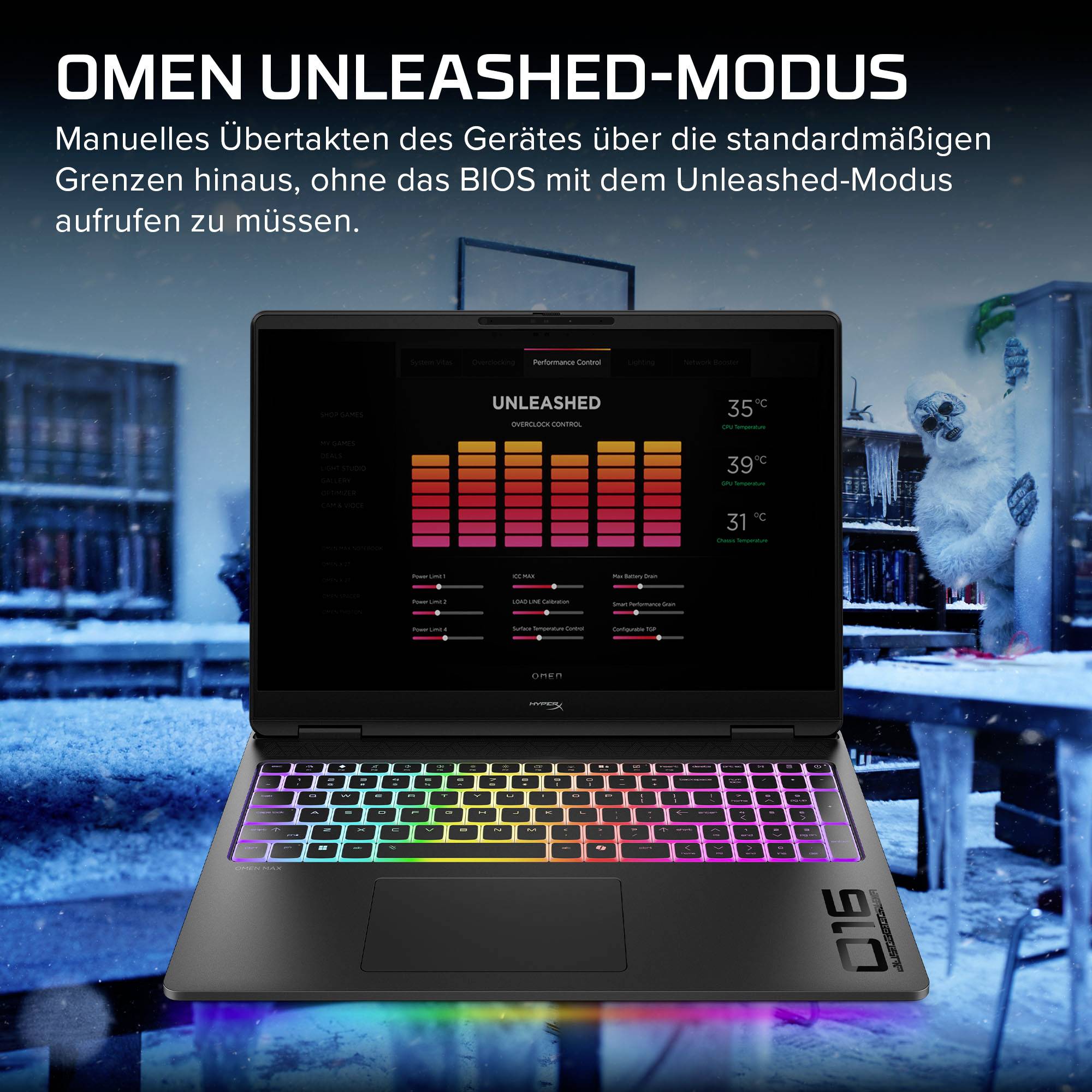 HP Gaming Notebook 40.6cm (16 Zoll) 2.5K Intel® Core™ Ultra 7 12GB RAM Deutsch, QWERTZ NVIDIA GeForce RTX 5070 Ti GDDR7 Schwarz