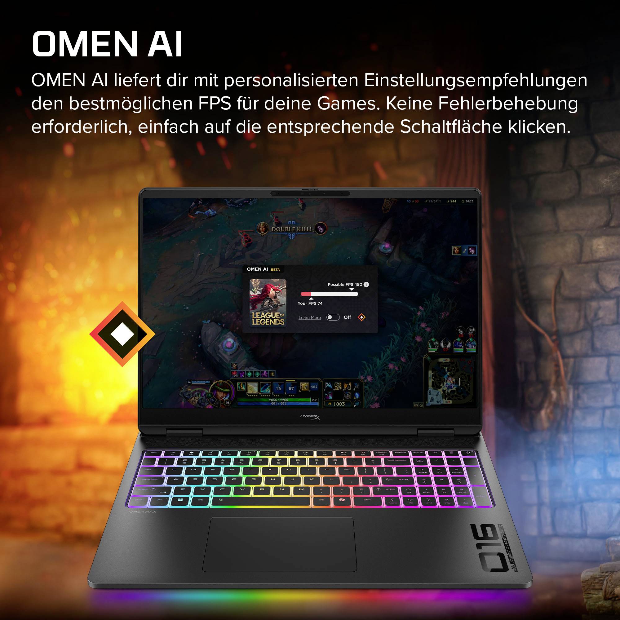 HP Gaming Notebook 40.6cm (16 Zoll) 2.5K Intel® Core™ Ultra 9 24GB RAM Deutsch, QWERTZ NVIDIA GeForce RTX 5090 GDDR7 Schwarz DN9