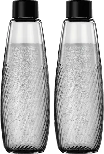 Sodastream Glasflasche DUO Glasflasche Riffled Schwarz, Transparent