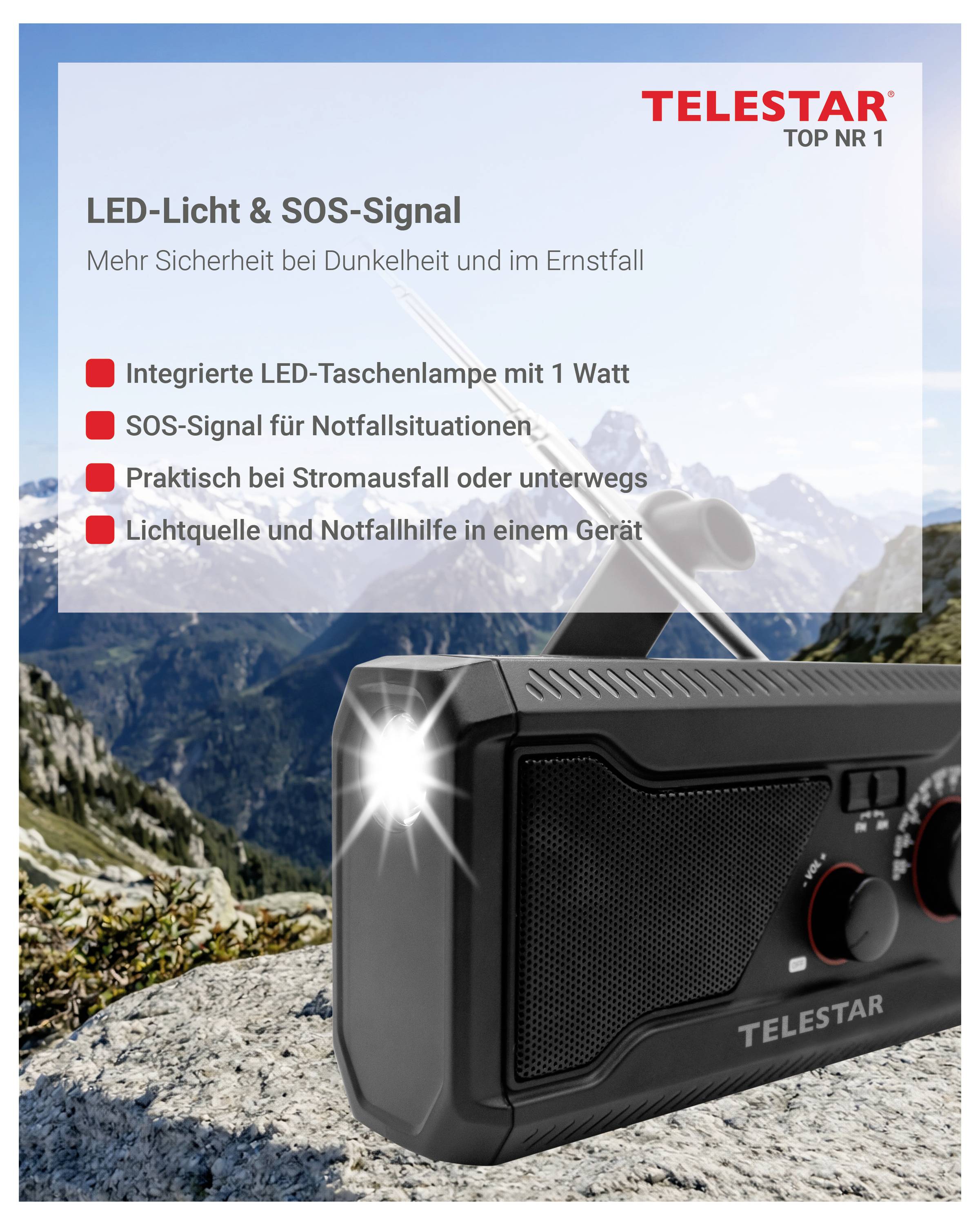 Telestar TOP NR 1 Notfallradio UKW Notfallradio Schwarz