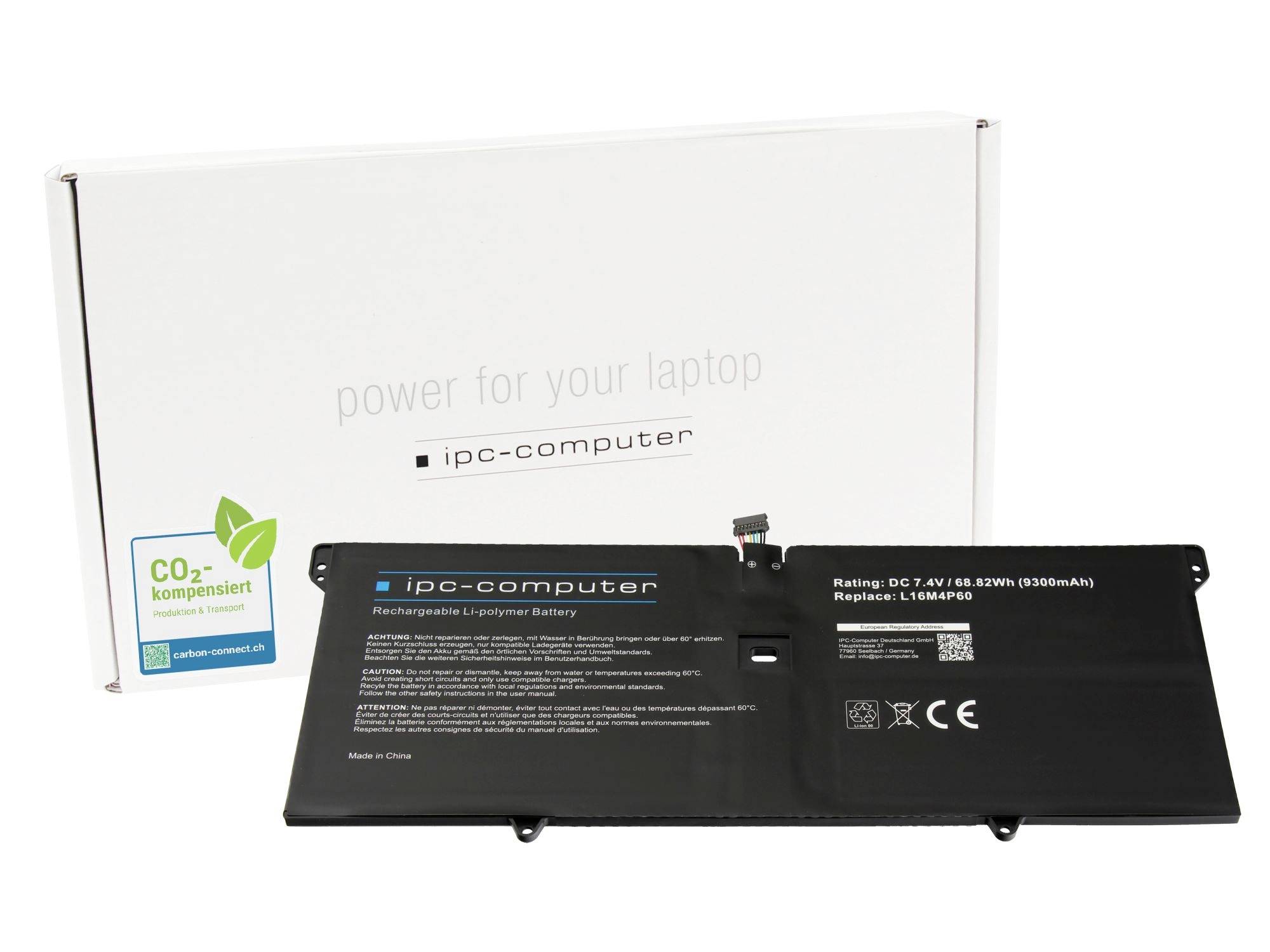 Schwarze Laptop-Batteriepackung mit der Bezeichnung „ipc-computer