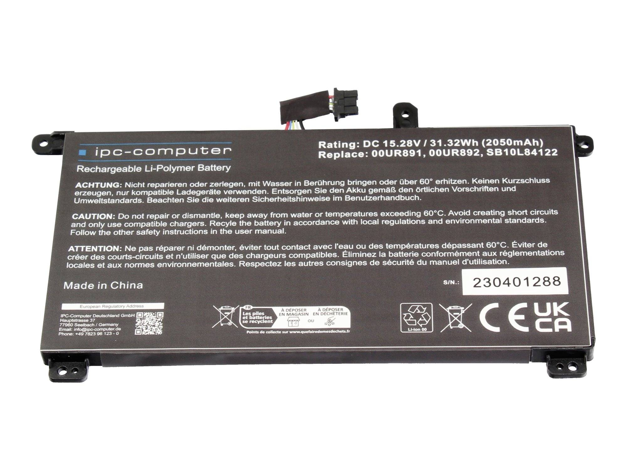 Batteriepack mit Bezeichnung „ipc-computer