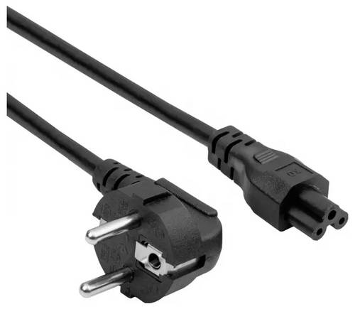 Akyga Strom Anschlusskabel [1x Schutzkontakt-Stecker - 1x Kleeblatt-Buchse C5] 3.0 m Schwarz