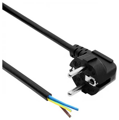 Akyga AK-OT-01C Strom Netzkabel [1x Schutzkontakt-Stecker - 1x offene Kabelenden] Schwarz 1.5 m