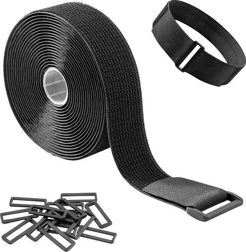 Quadrios 26CA811 Klettband zum Bündeln (L x B) 5 m x 3.8 cm Schwarz 5 m