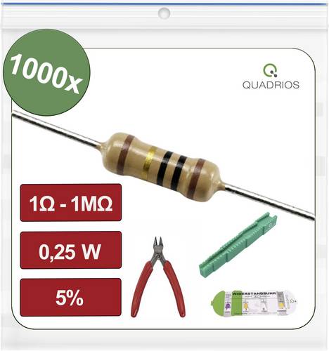Quadrios 26P136 26P136 Kohleschicht-Widerstand Sortiment axial bedrahtet 0.25 W 0.05 % 1000 St.