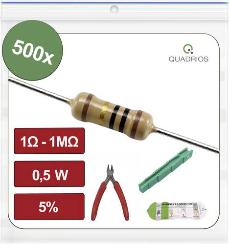 Quadrios 26P139 26P139 Kohleschicht-Widerstand Sortiment axial bedrahtet 0.5 W 0.05 % 500 St.