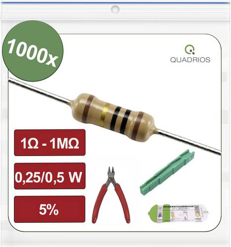 Quadrios 26P142 26P142 Kohleschicht-Widerstand Sortiment axial bedrahtet 0.5 W 0.05 % 1000 St.