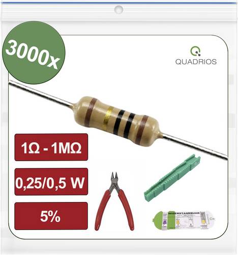 Quadrios 26P144 26P144 Kohleschicht-Widerstand Sortiment axial bedrahtet 0.5 W 0.05 % 3000 St.