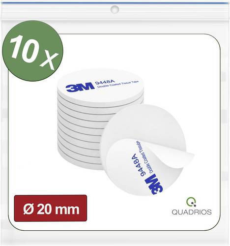 Quadrios 26SA148 26SA148 Doppelseitige Klebepads Weiß (Ø) 20 mm 10 St.