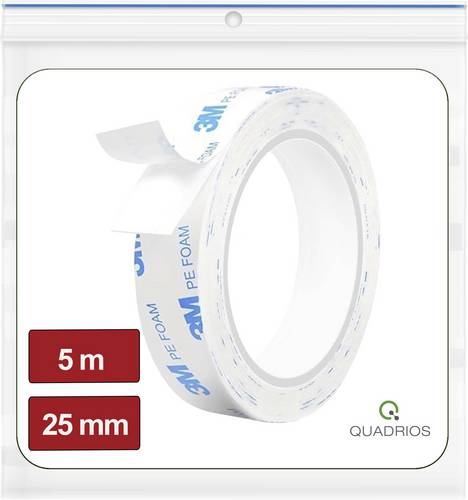 Quadrios 26SA166 26SA166 Doppelseitiges Klebeband Weiß (L x B) 5 m x 25 mm 5 m