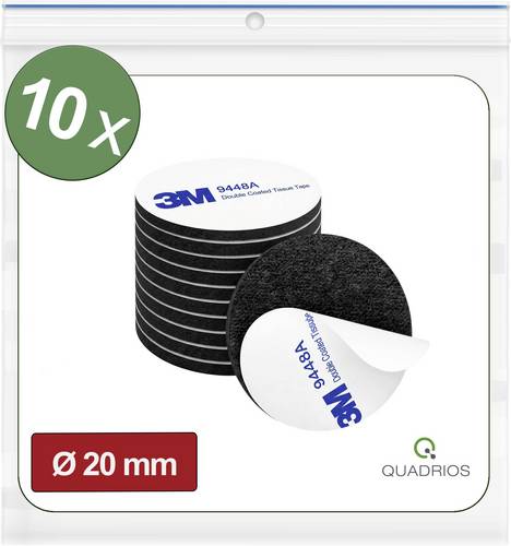 Quadrios 26SA168 26SA168 Doppelseitige Klebepads Schwarz (Ø) 20 mm 10 St.