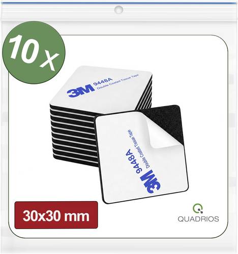 Quadrios 26SA173 26SA173 Doppelseitige Klebepads Schwarz (L x B) 30 mm x 30 mm 10 St.