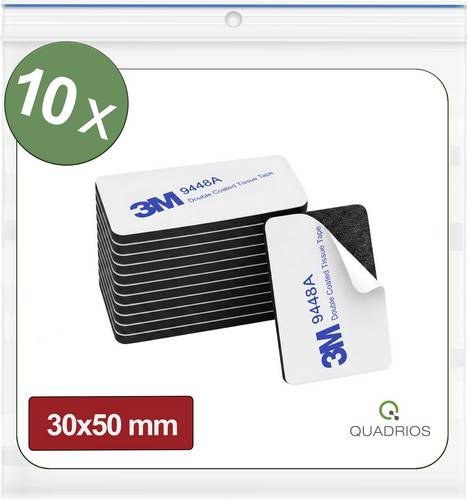 Quadrios 26SA177 26SA177 Doppelseitige Klebepads Schwarz (L x B) 30 mm x 50 mm 10 St.