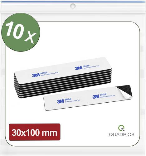 Quadrios 26SA178 26SA178 Doppelseitige Klebepads Schwarz (L x B) 30 mm x 100 mm 10 St.