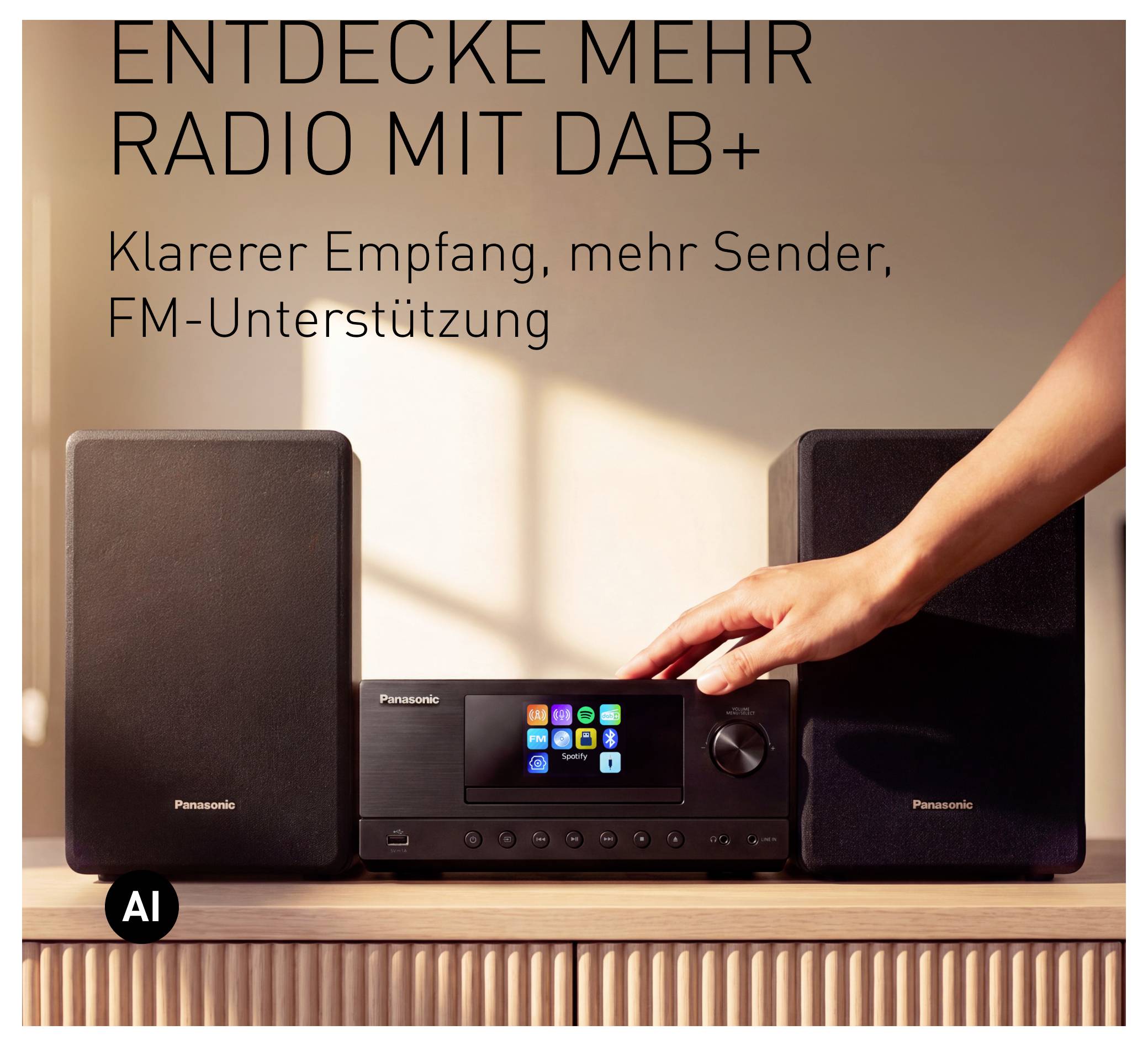Panasonic SC-PMX112E-K Stereoanlage CD, DAB+, UKW, WLAN, Air-Play, USB, 2 x 60W Schwarz