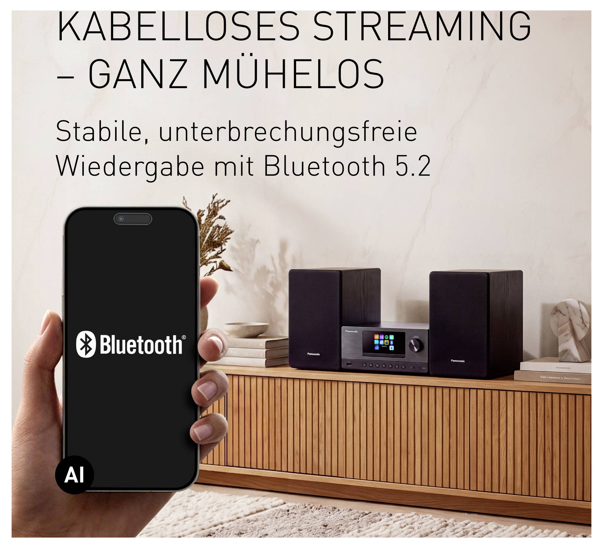 Panasonic SC-PMX112E-K Stereoanlage CD, DAB+, UKW, WLAN, Air-Play, USB, 2 x 60W Schwarz