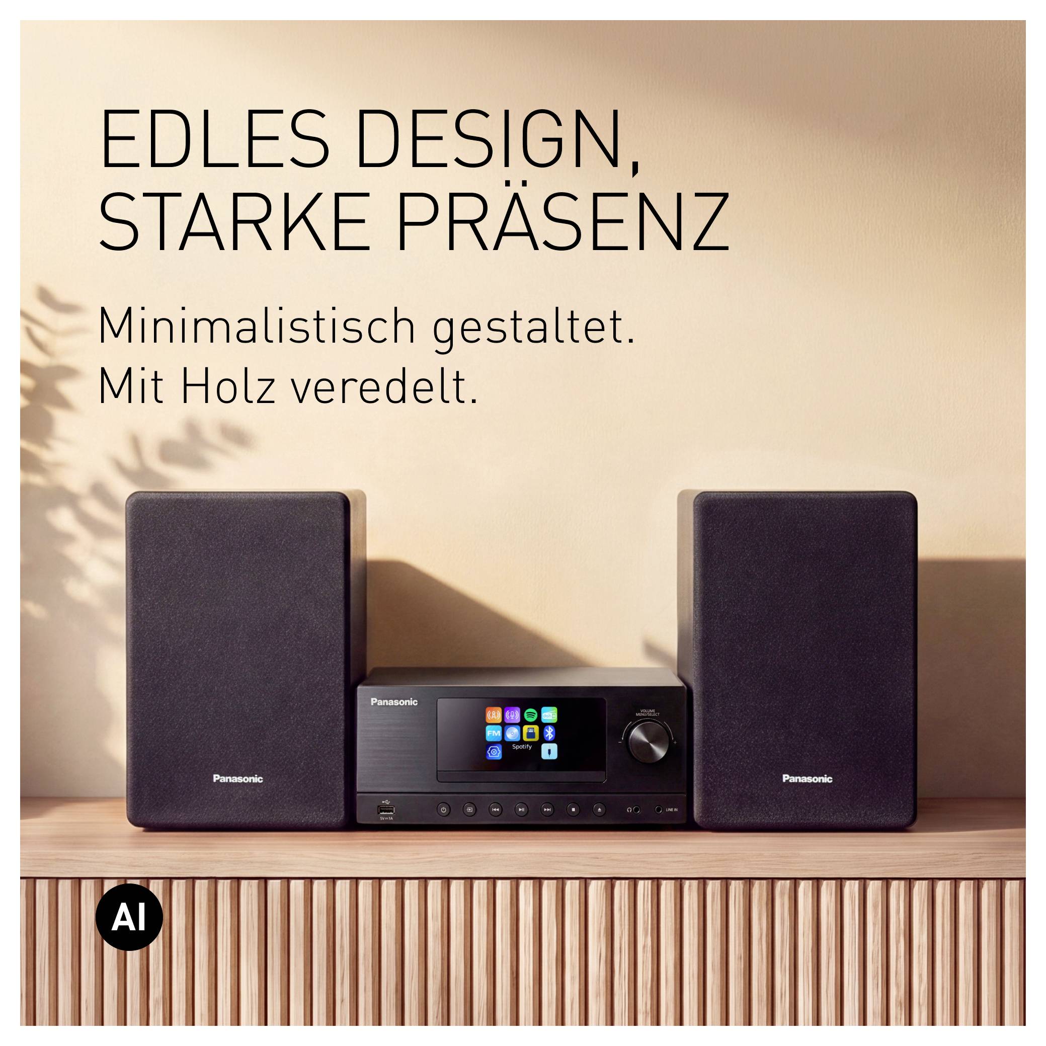 Panasonic SC-PMX112E-K Stereoanlage CD, DAB+, UKW, WLAN, Air-Play, USB, 2 x 60W Schwarz