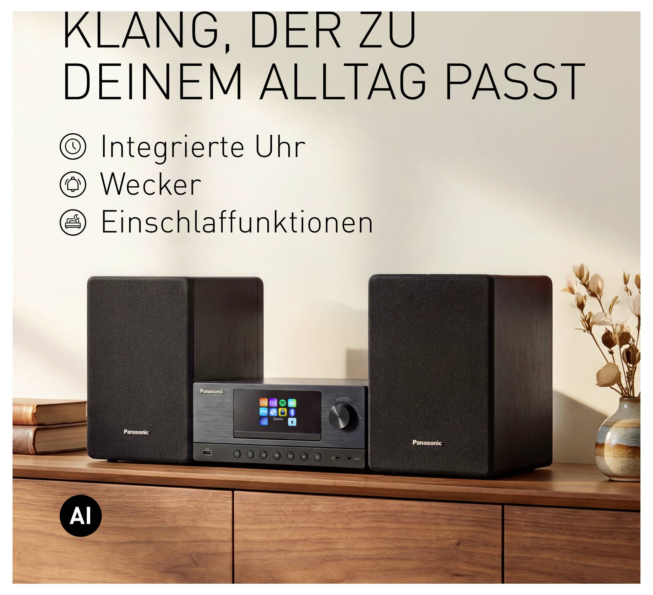 Panasonic SC-PMX112E-K Stereoanlage CD, DAB+, UKW, WLAN, Air-Play, USB, 2 x 60W Schwarz
