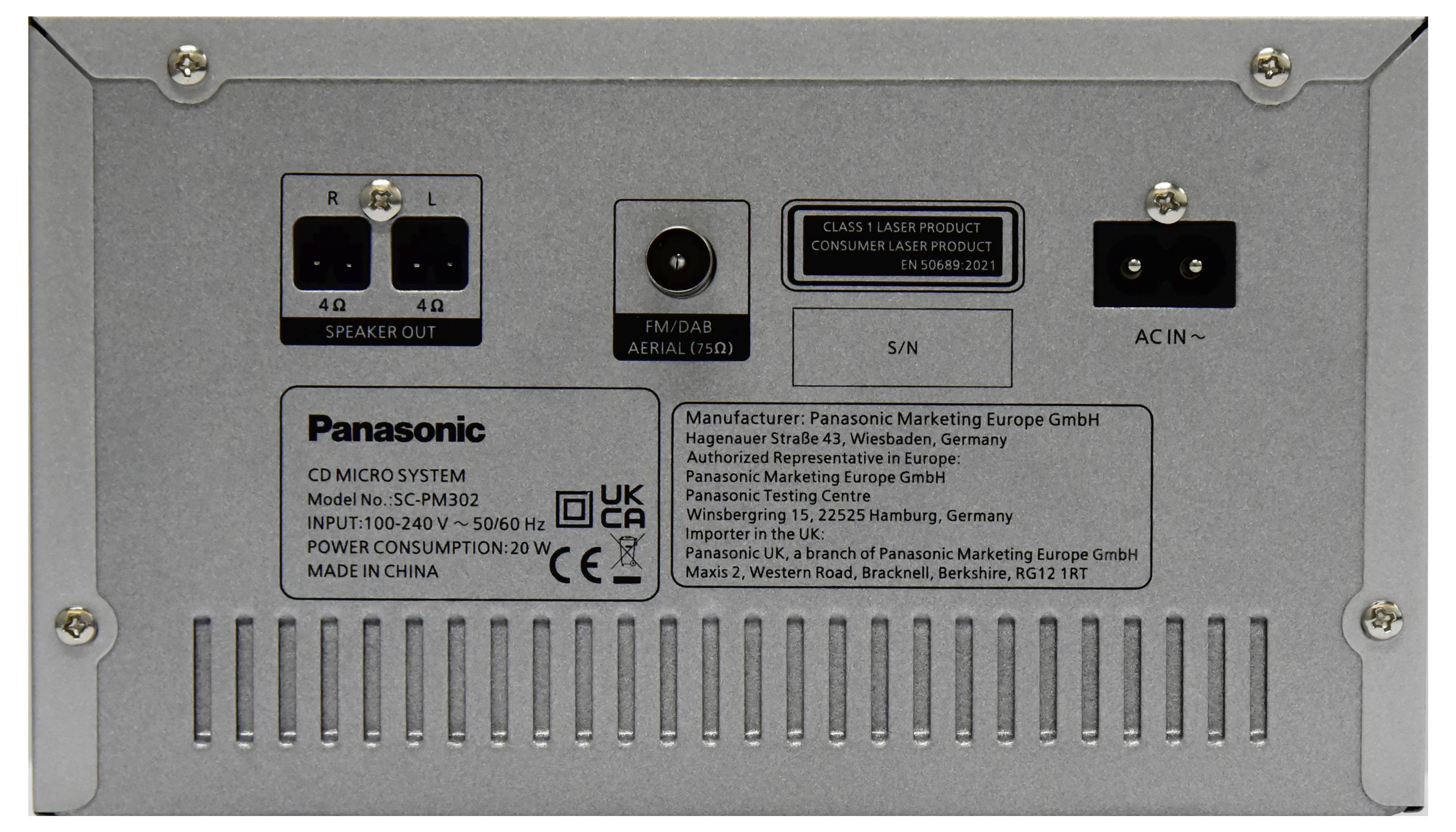 Panasonic SC-PM302E-S Stereoanlage Bluetooth®, CD, USB, DAB+, UKW, Inkl. Fernbedienung 20W Silber