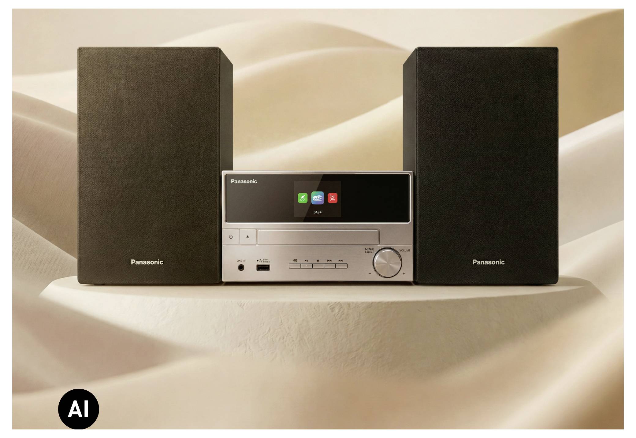 Panasonic SC-PM302E-S Stereoanlage Bluetooth®, CD, USB, DAB+, UKW, Inkl. Fernbedienung 20W Silber