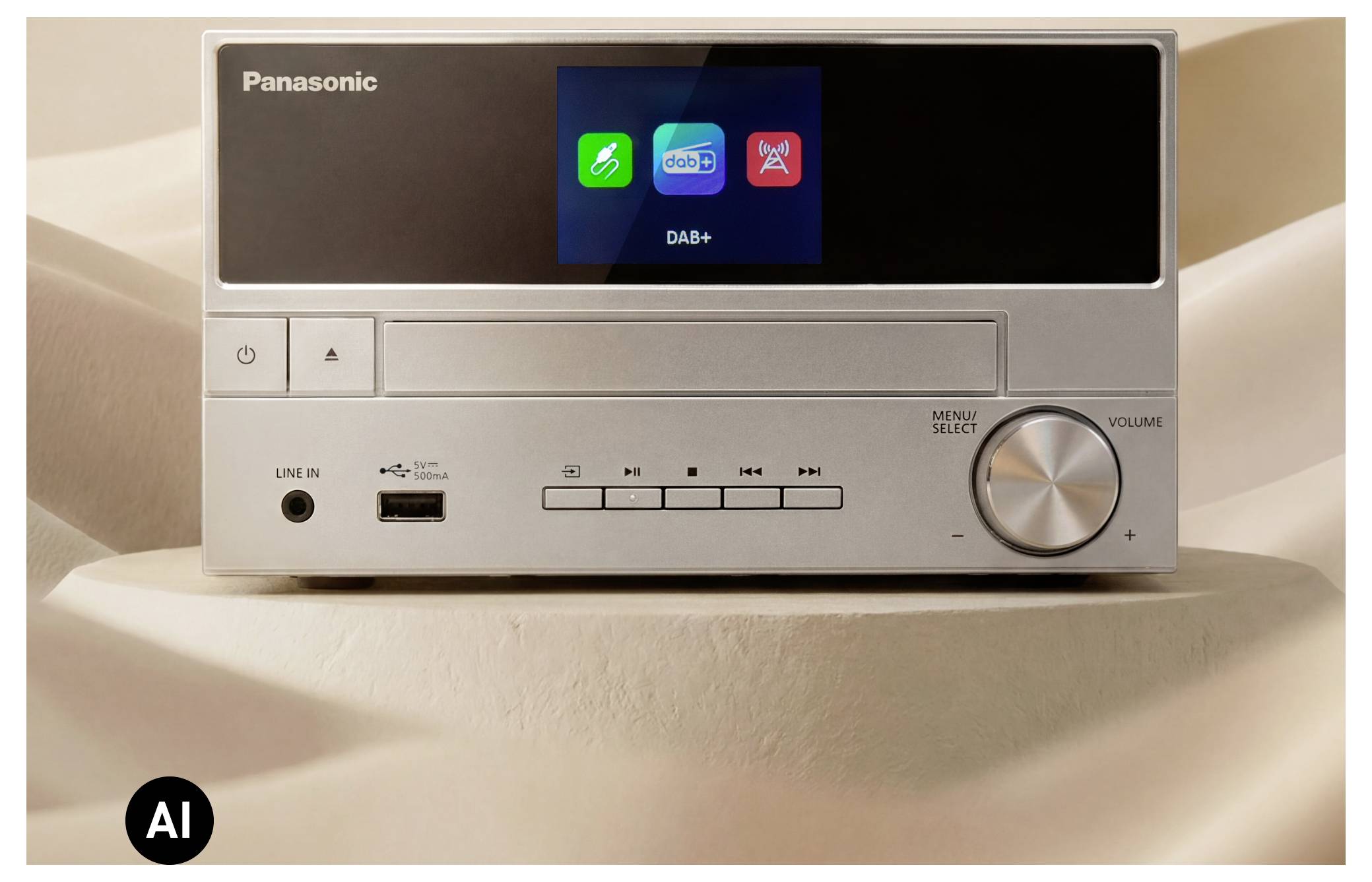 Panasonic SC-PM302E-S Stereoanlage Bluetooth®, CD, USB, DAB+, UKW, Inkl. Fernbedienung 20W Silber